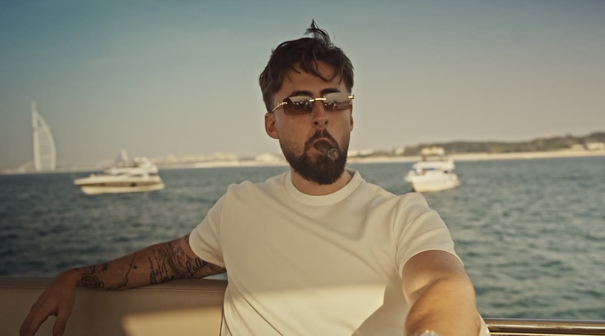 Simon Widblom on a yacht in Dubai